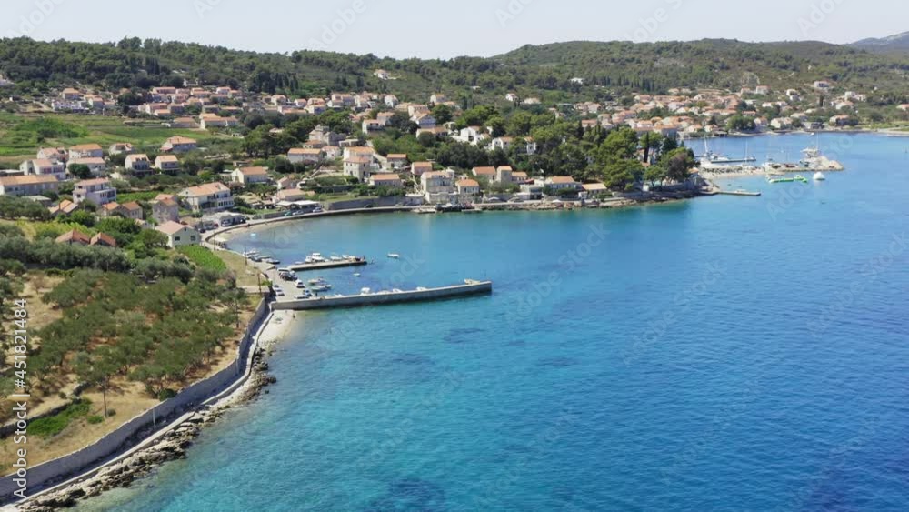 Aerial view of Lumbarda town on Korcula island, Adriatic Sea, Croatia Aerial view of Lumbarda town on Korcula island, Adriatic Sea, Croatia