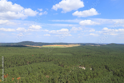 View from Castle Regenstein in Blankenburg (Harz) to Harz Mountains - Germany 