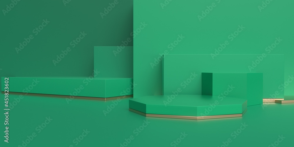 3D rendering of green geometry background 3D rendering of green geometry background