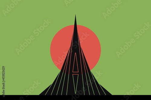 Bangladesh National Memorial vector illustration.  Bangladesh National flag background.  