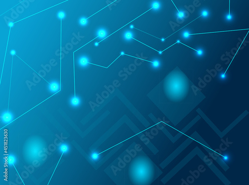 Connection Technology. Futuristic polygonal shapes technology on blue background. Network concept and internet communication.