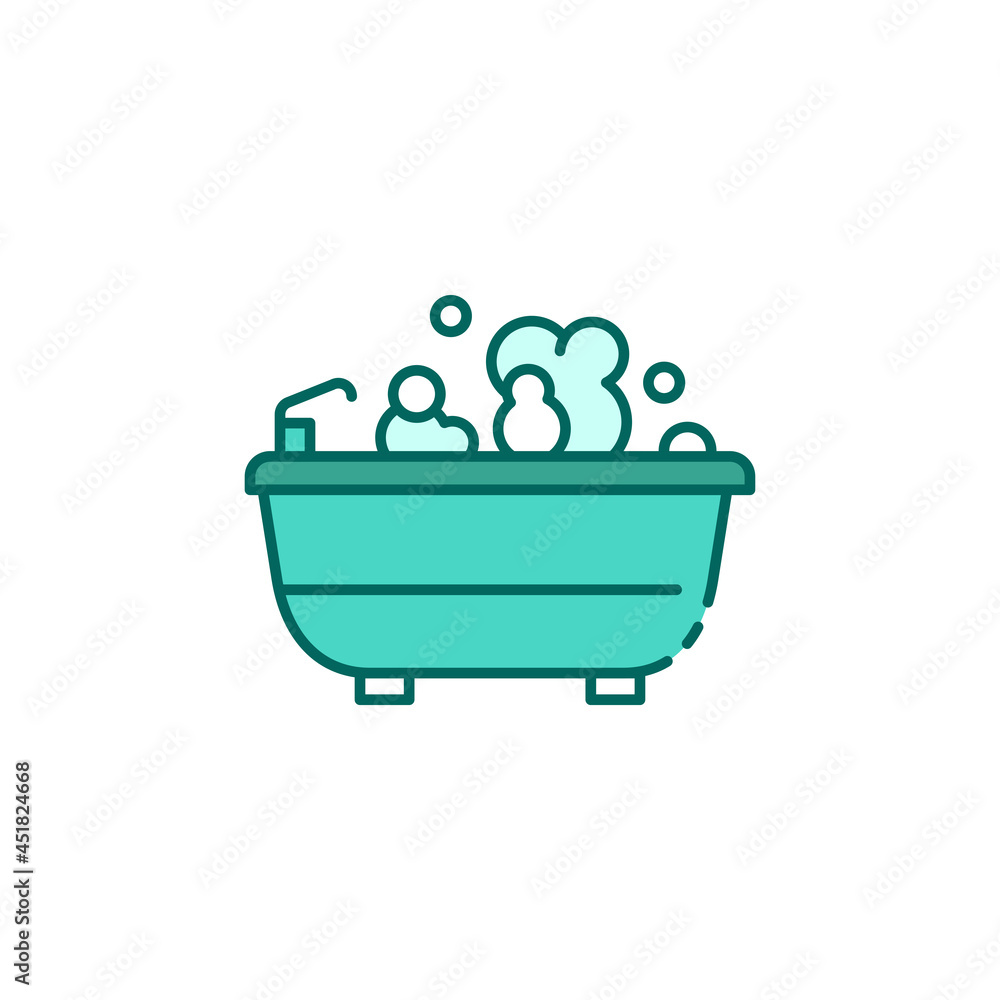 Bubble bath color line icon. Relax bathroom.