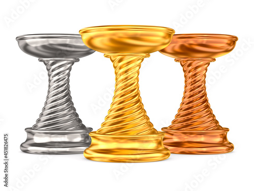 trophy cups on white backgr...