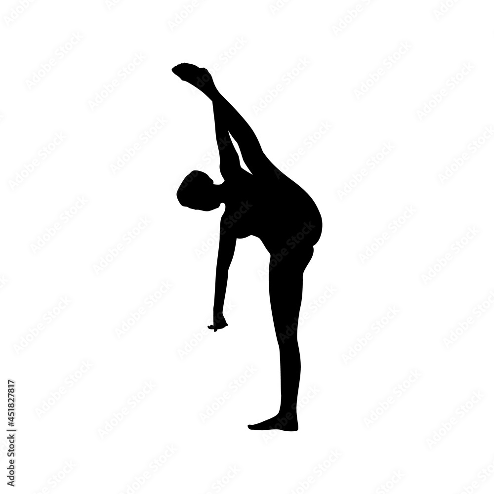 Fototapeta premium Yoga silhouette vector illustration black and white 