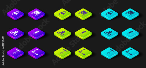 Set Pogo stick jumping toy, Scooter, Fidget spinner, Marker pen, Chalkboard and Tumbler doll icon. Vector