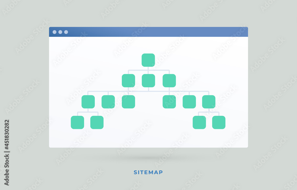 Sitemap vector icon. The branched sitemap allows informing search engines about the current website structure or more convenient navigation for the user. Search engine optimization business concept - obrazy, fototapety, plakaty 