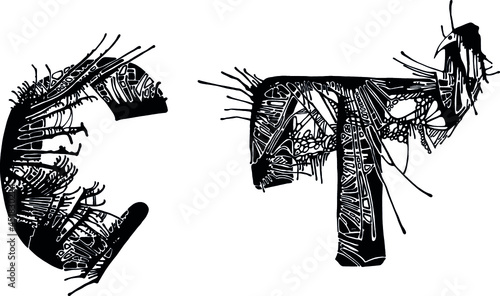 Russian letter blot font halloween С Т 