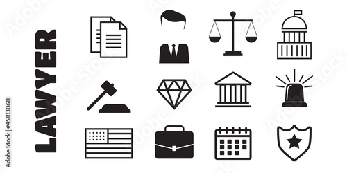 Lawyer concept. Lawyer icons in flat style. Lawyer sign and symbol vector. Lawyer set illustration