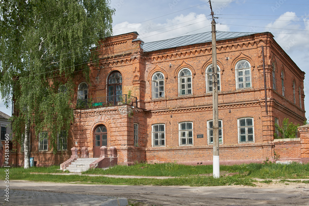 Temnikov, Mordovia, Russia - May 24, 2021: The former building of the city government. Architectural monument. mid-19th century.