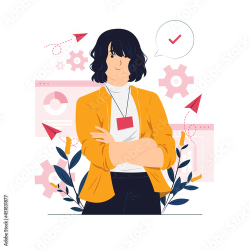 Powerful young business woman concept illustration