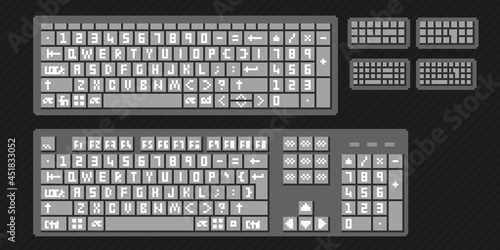 Pixel art vector keyboard for games user interface
