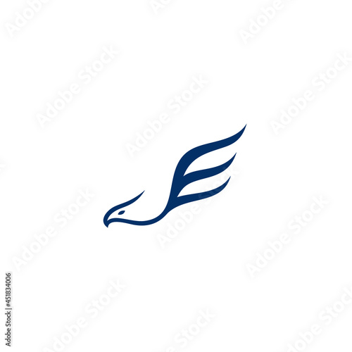 silhouette of eagle vector logo design E inspiration