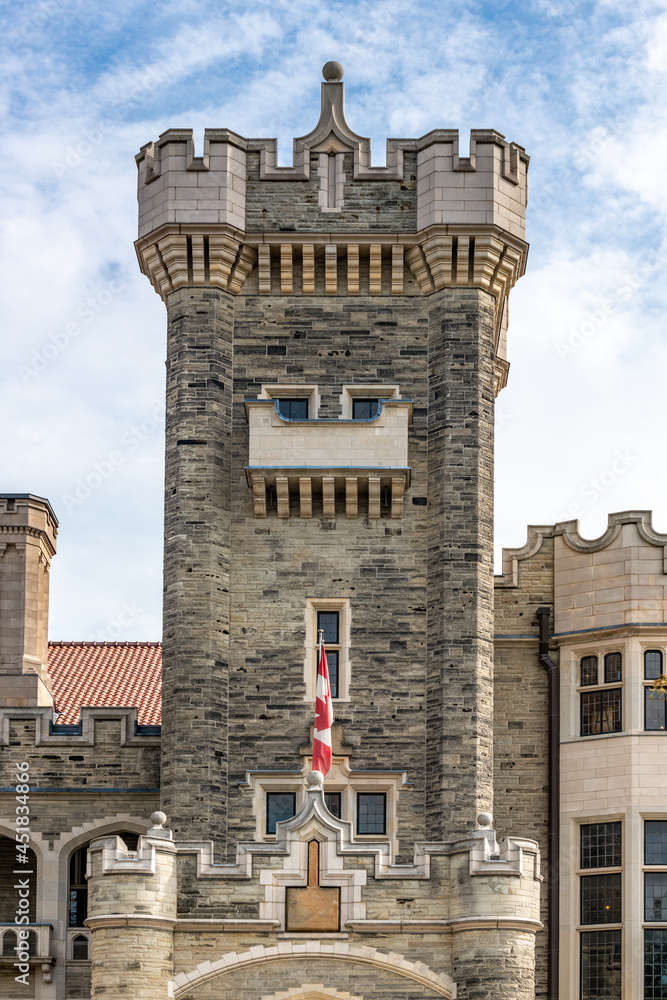 The exterior of Casa Loma Gothic Revival Castle in Toronto Canada