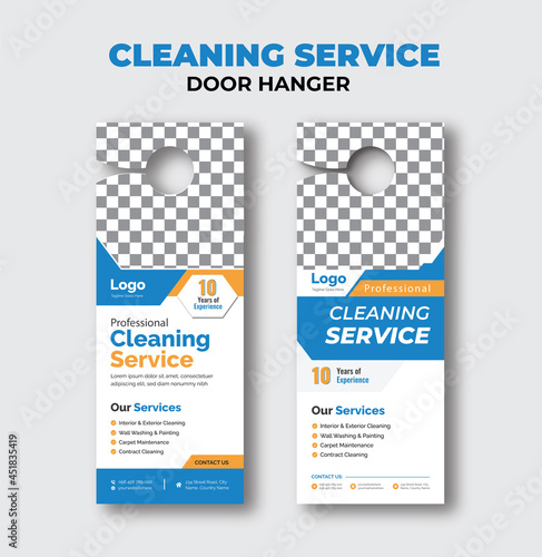 Cleaning service door hanger or flyer poster social media post template Premium Vector ads