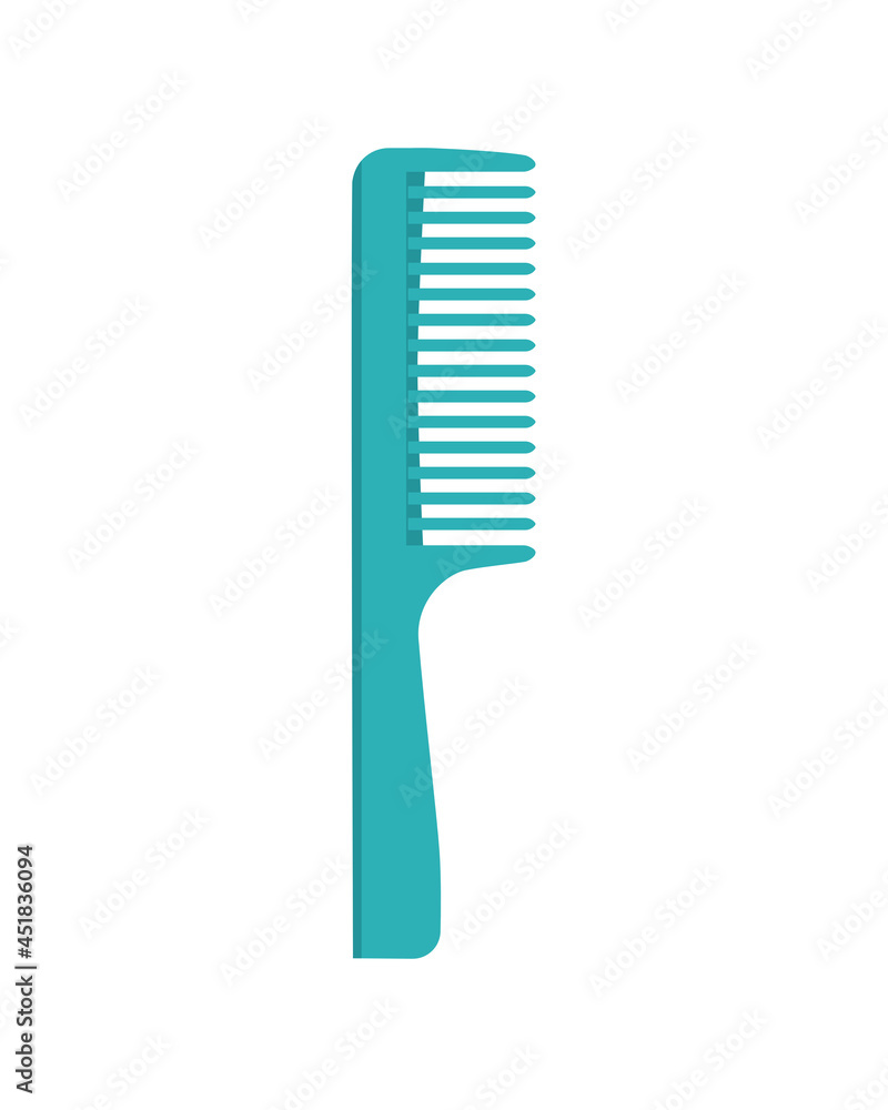 Blue hairbrush with handle on white background. Vector illustration. Blue hairbrush with handle on white background. Vector illustration.