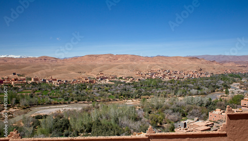 Evening light, view across the Oued Dades at Boumalne Dades, Morocco. photo