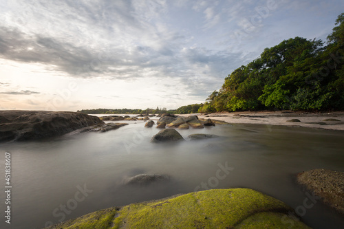 long exposure capture of coast in borneo - malaysia.