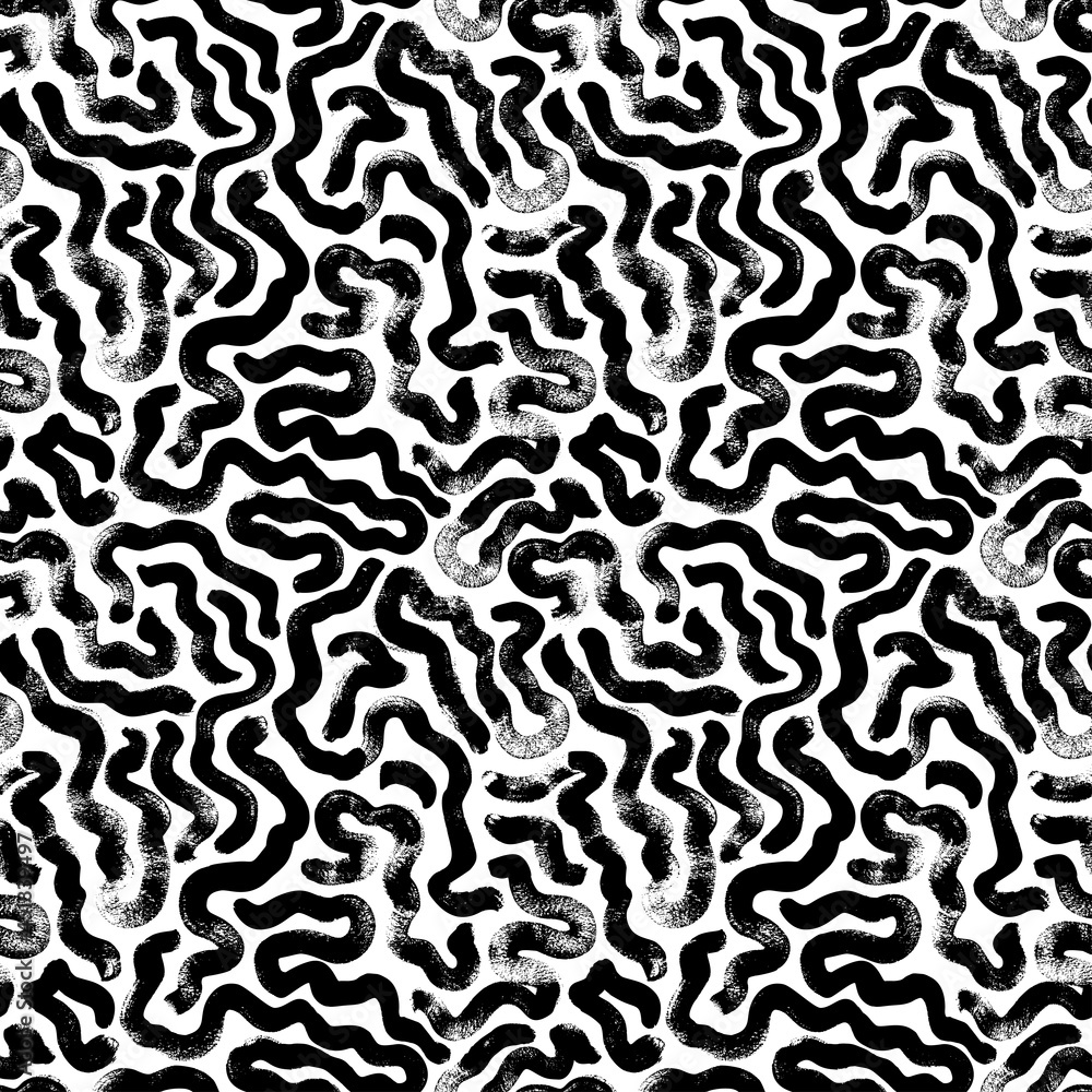 Vector seamless black and white organic lines pattern. Hand drawn organic shapes texture. Abstract maze background. Biological grunge squiggle lines, structure of natural cells. Monochrome shapes. Vector seamless black and white organic lines pattern. Hand drawn organic shapes texture. Abstract maze background. Biological grunge squiggle lines, structure of natural cells. Monochrome shapes.