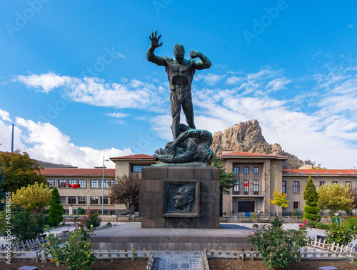 Afyon Ataturk Buyuk Utku Monument view. Afyon is located center of Anatolia.