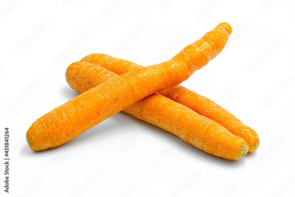 Organic carrots on white background Organic carrots on white background