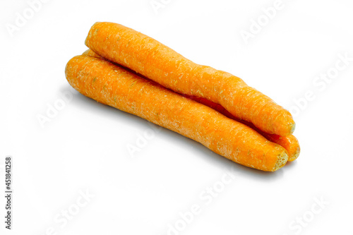 Organic carrots on white background