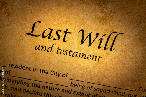 Printed will and testament on parchment paper