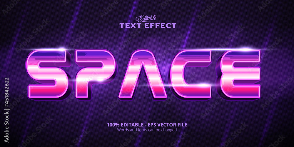 Editable text effect, Space text