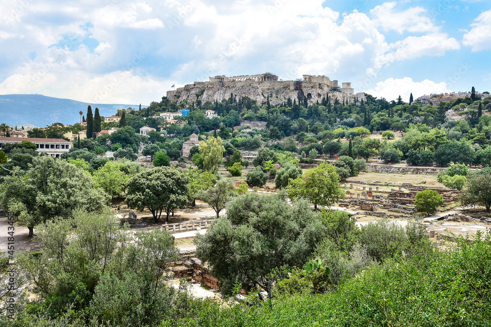 beautiful view of the Acropolis of Athens, Greec