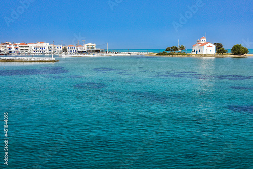 boats in the Greek bay, sea and rocks 