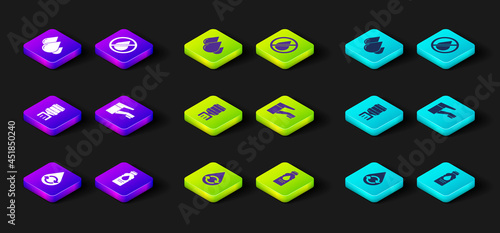 Set Recycle clean aqua, Bottle of water, Water cooler, tap, drop forbidden and icon. Vector