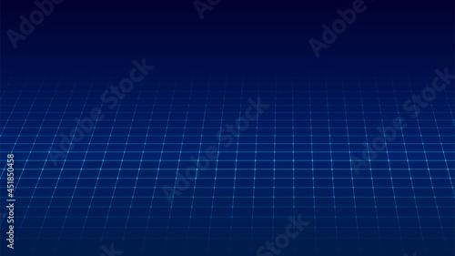 Abstract perspective blue grid. Wireframe landscape. Vector illustration. © ihor