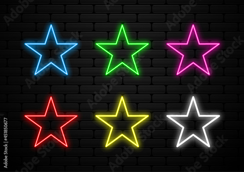 set of futuristic neon light shape