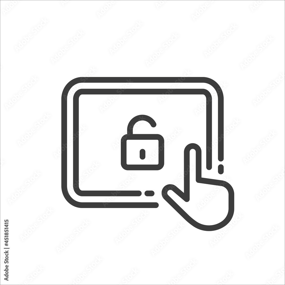 Unlocked or unsecured tablet icon on white background Unlocked or unsecured tablet icon on white background