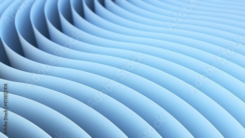 Wallpaper Mural Animated background with light blue color 3d stripes moving smooth for curve synchronous. Bended pages bends along curvature spline and gives the flying effect. Abstract loopable 3d animation. Torontodigital.ca
