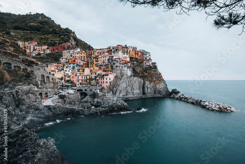 Cove of Manarola short before sunset with calm sea