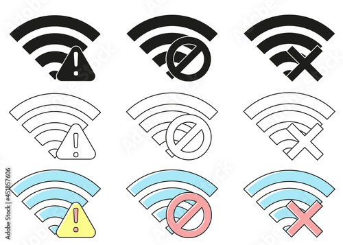 Wi-fi connection problems, no internet connection, wireless connection problems, black, linear, color