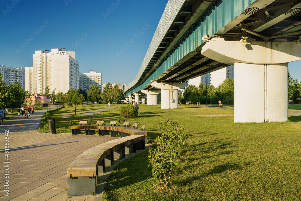 Summer sunset view of Yuzhnoe Butovo park in South Butovo district, Moscow, Russia. Summer sunset view of Yuzhnoe Butovo park in South Butovo district, Moscow, Russia.