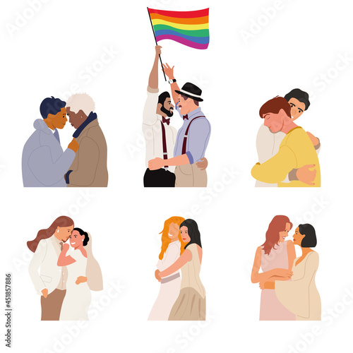 Vector set of LGBT couples who love each other and want to start a family.