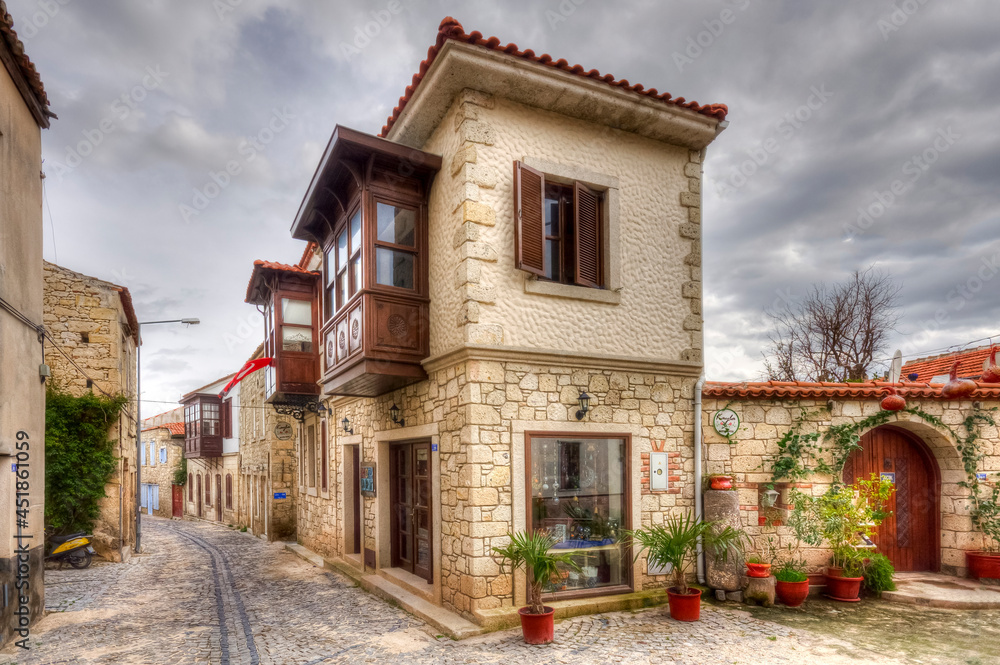 Alacati street view in Alacati Town. Alacati is populer historical tourist destination in Turkey. 