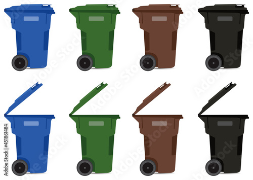 Recycle and trash bin icon set