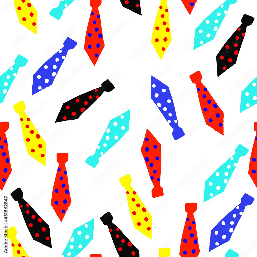 Seamless pattern with hand-drawn ties. Pattern with ties for fabric, packaging wrappers. Flat vector print Seamless pattern with hand-drawn ties. Pattern with ties for fabric, packaging wrappers. Flat vector print