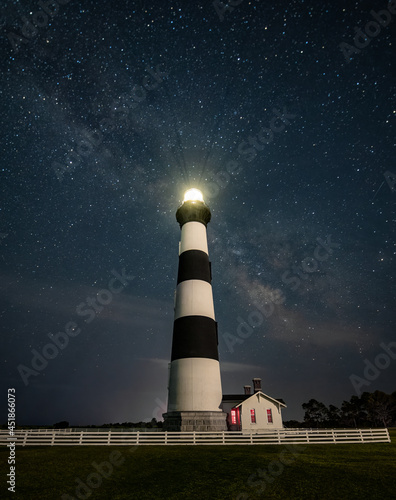 Bodie Island Lighthouse in North Carolina at Night 