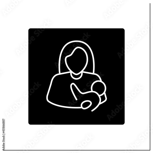 Nursing room glyph icon. Breastfeeding, lactation room.Pointer. Private space for mother and baby.Airport terminal concept. Filled flat sign. Isolated silhouette vector illustration
