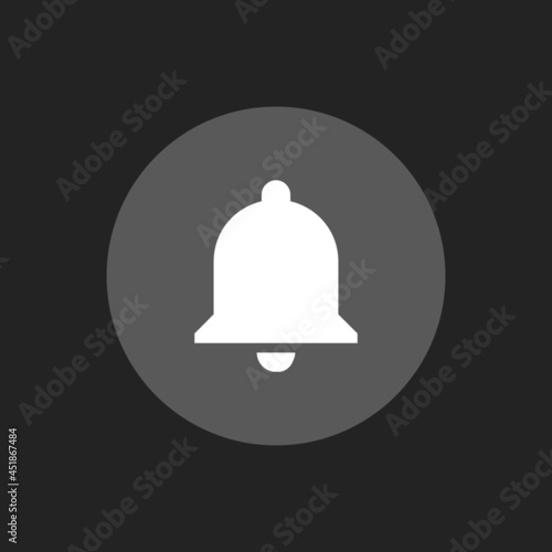 Notification Button. Gray Isolated Bell Icon. Vector illustration