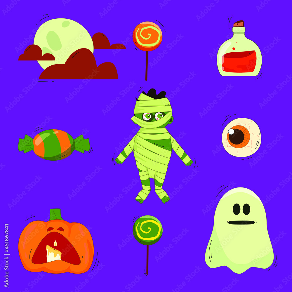 Fototapeta premium set of autumn vector illustrations for halloweenмм