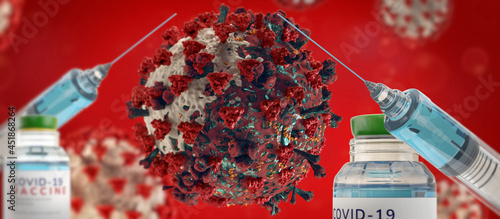 syringe with vaccination bo...