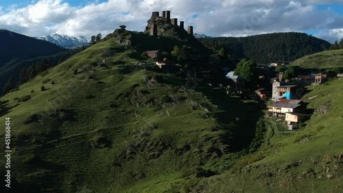 stone castles in mountain - tusheti georgia photo