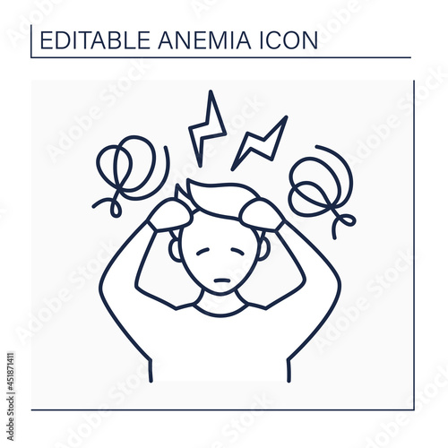 Anemia line icon. Disease symptoms.Extreme fatigue, weakness. Dizzy, headache. Health protection concept. Isolated vector illustration. Editable stroke