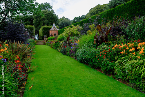 A beautiful summer view of a traditional English garden