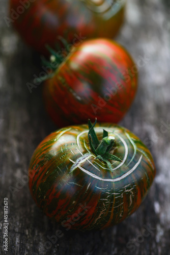 Ripe heirloom tomatoes - chocolate stripes